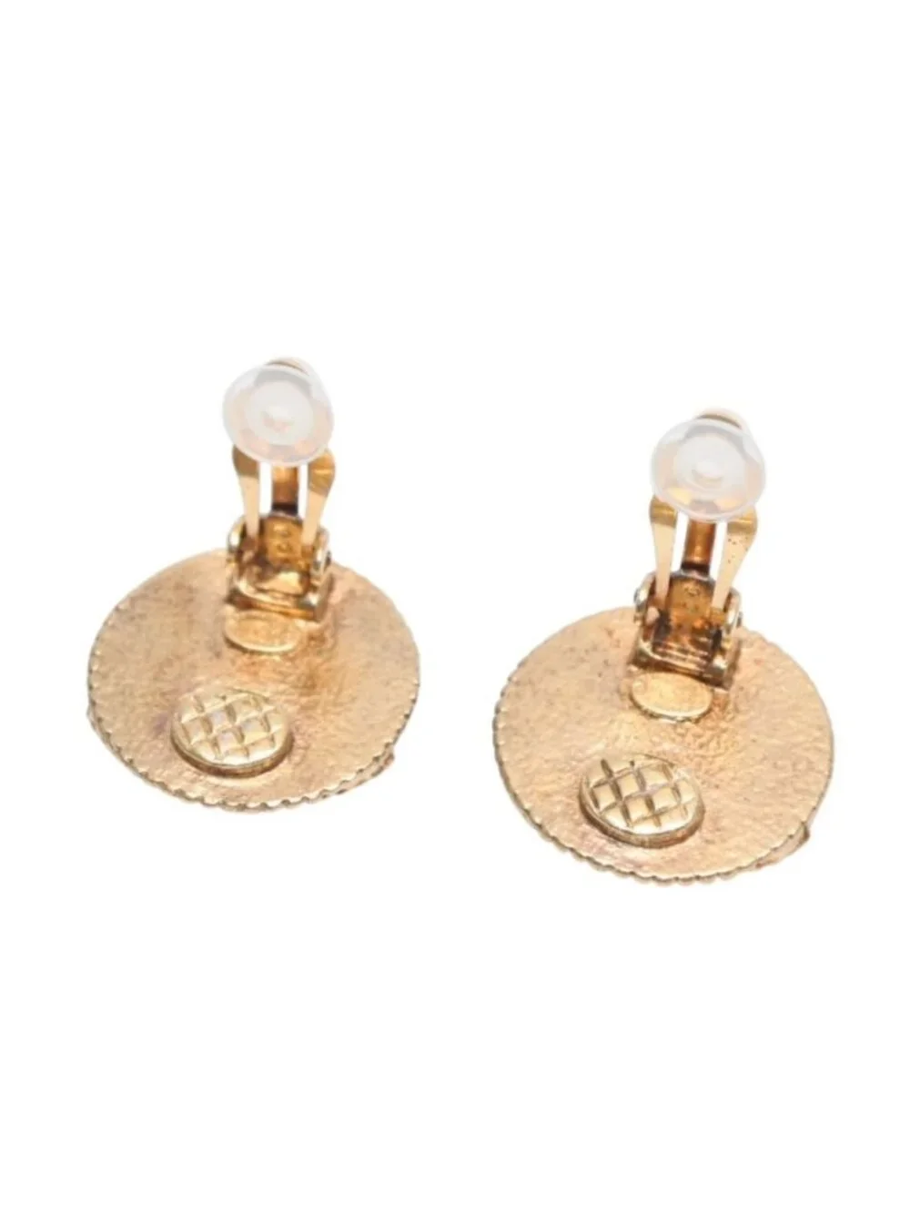 Chanel Vintage CC Logo Earrings 97 Metal Gold